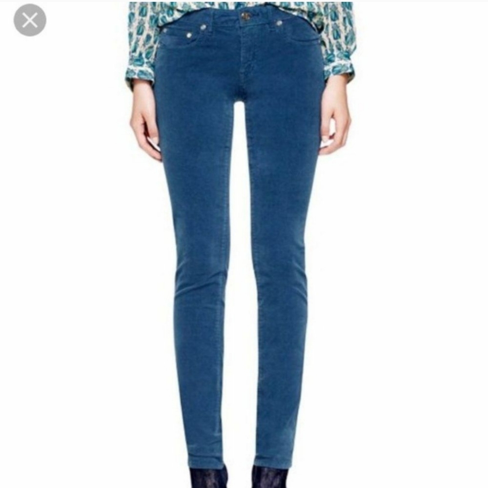Tory Burch Ivy Super Skinny Corduroy Pants Jeans Size 24 XXS XS 0 Turquoise Teal